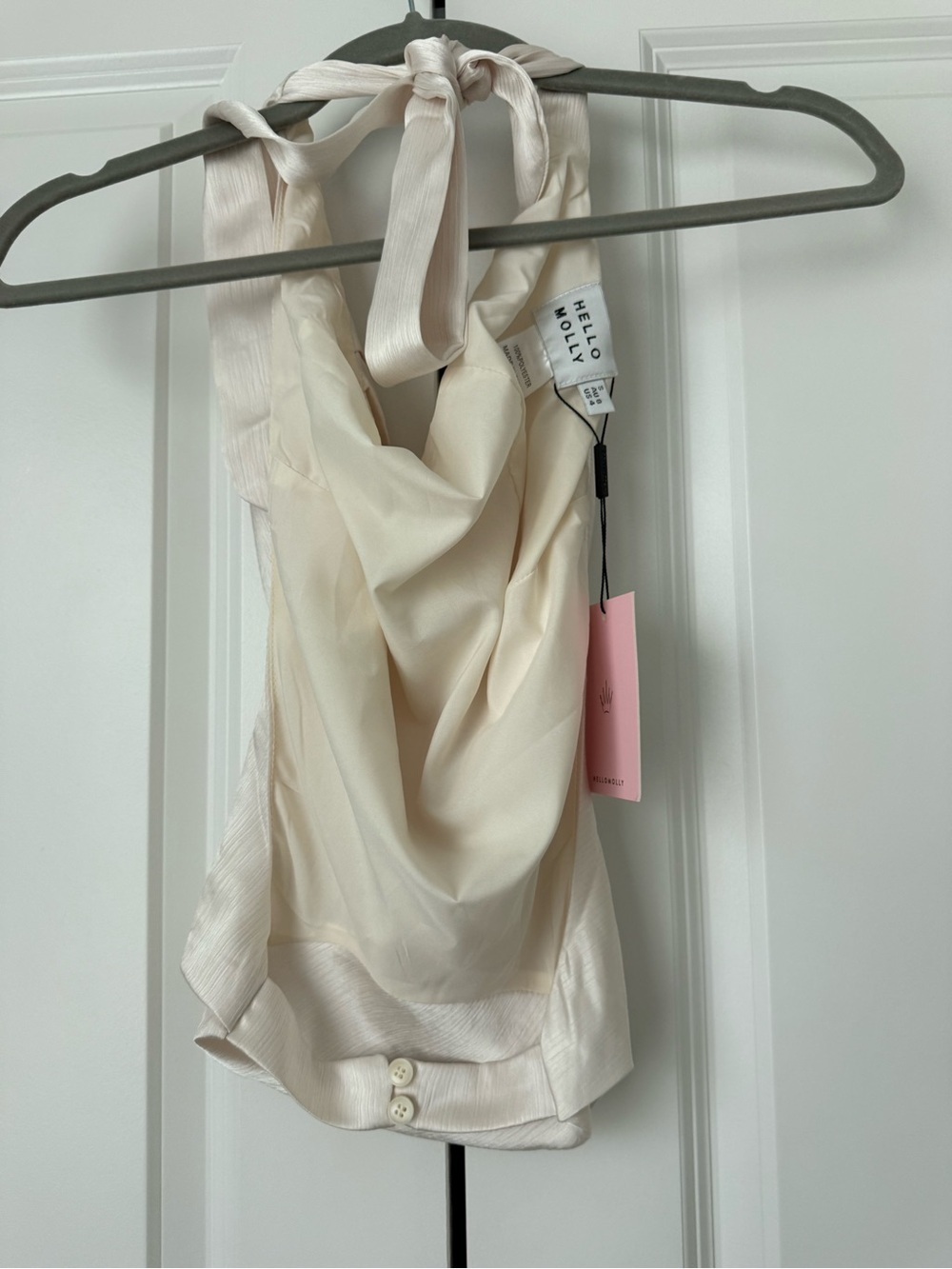 Hello Molly Cream Satin Halter Top